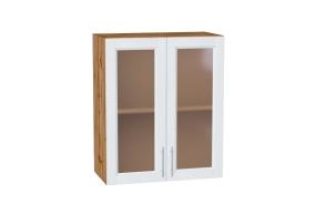 Шкаф верхний со стеклом Сканди 600 White Softwood / Дуб Вотан