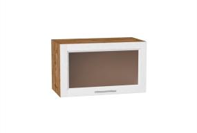 Шкаф верхний горизонтальный со стеклом Сканди 600 White Softwood / Дуб Вотан
