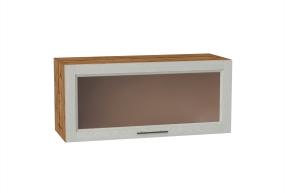 Шкаф верхний горизонтальный со стеклом Сканди 800 Cappuccino Softwood / Дуб Вотан
