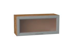Шкаф верхний горизонтальный со стеклом Сканди 800 Grey Softwood / Дуб Вотан