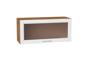 Шкаф верхний горизонтальный со стеклом Сканди 800 White Softwood / Дуб Вотан