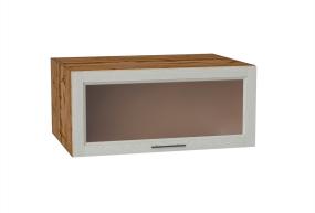 Шкаф верхний горизонтальный с увеличенной глубиной со стеклом Сканди 810 Cappuccino Softwood / Дуб Вотан