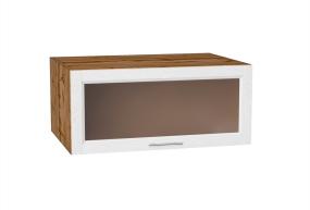 Шкаф верхний горизонтальный с увеличенной глубиной со стеклом Сканди 810 White Softwood / Дуб Вотан