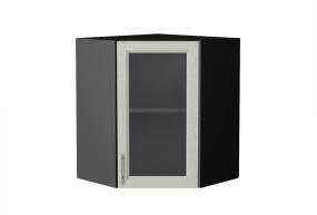 Шкаф верхний угловой со стеклом Сканди 590 Cappuccino Softwood / Graphite