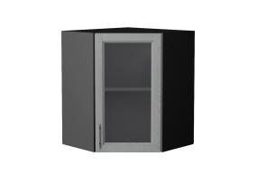 Шкаф верхний угловой со стеклом Сканди 590 Grey Softwood / Graphite