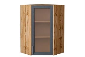 Шкаф верхний угловой со стеклом Сканди 590Н Graphite Softwood / Дуб Вотан
