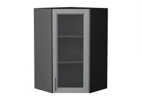 Шкаф верхний угловой со стеклом Сканди 590Н Grey Softwood / Graphite