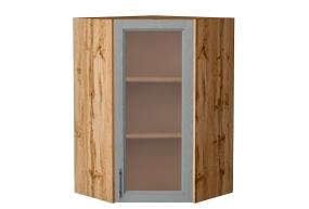 Шкаф верхний угловой со стеклом Сканди 590Н Grey Softwood / Дуб Вотан