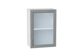 Шкаф верхний со стеклом Сканди 500 Grey Softwood / Белый