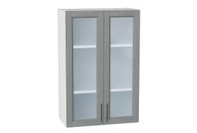Шкаф верхний со стеклом Сканди 600Н Grey Softwood / Белый