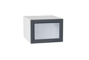 Шкаф верхний горизонтальный с увеличенной глубиной со стеклом Сканди 510 Graphite Softwood / Белый