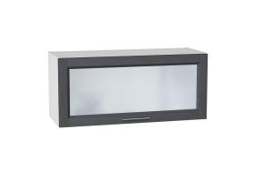 Шкаф верхний горизонтальный со стеклом Сканди 800 Graphite Softwood / Белый