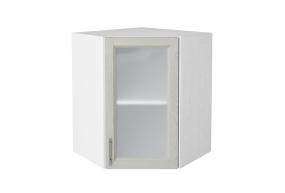 Шкаф верхний угловой со стеклом Сканди 590 Cappuccino Softwood / Белый