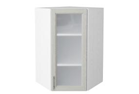Шкаф верхний угловой со стеклом Сканди 590Н Cappuccino Softwood / Белый