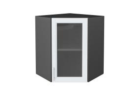 Шкаф верхний угловой со стеклом Сканди 590 White Softwood / Graphite