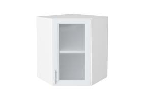 Шкаф верхний угловой со стеклом Сканди 590 White Softwood / Белый