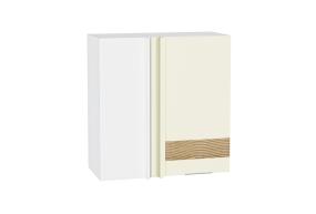 Шкаф верхний прямой угловой с декором Терра 700 правый Ваниль Софт / Белый