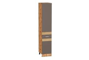 Шкаф пенал с декором Терра 400 (для верхних шкафов 720) левый Смоки Софт / Дуб Вотан