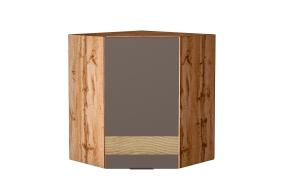 Шкаф верхний угловой с декором Терра 590 правый Смоки Софт / Дуб Вотан