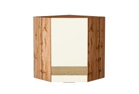 Шкаф верхний угловой с декором Терра 590 правый Ваниль Софт / Дуб Вотан