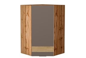 Шкаф верхний угловой с декором Терра 590Н правый Смоки Софт / Дуб Вотан