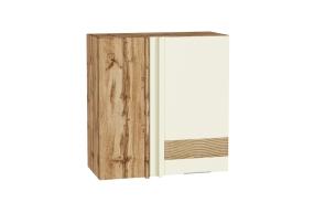 Шкаф верхний прямой угловой с декором Терра 700 правый Ваниль Софт / Дуб Вотан