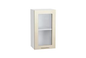 Шкаф верхний со стеклом Валерия-М 400 Бежевый металлик / Белый