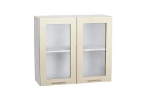 Шкаф верхний со стеклом Валерия-М 800 Бежевый металлик / Белый