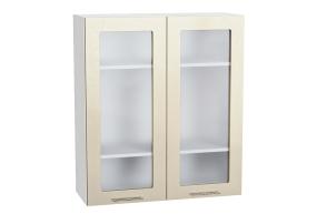 Шкаф верхний со стеклом Валерия-М 800Н Бежевый металлик / Белый