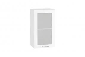 Шкаф верхний со стеклом Валерия-М 400 Белый глянец / Белый
