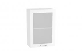 Шкаф верхний со стеклом Валерия-М 500 Белый глянец / Белый
