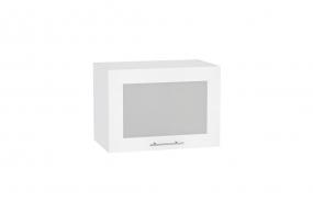 Шкаф верхний горизонтальный со стеклом Валерия-М 500 Белый металлик / Белый