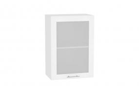 Шкаф верхний со стеклом Валерия-М 500 Белый металлик / Белый