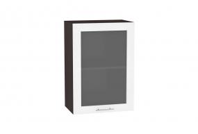 Шкаф верхний со стеклом Валерия-М 500 Белый металлик / Венге