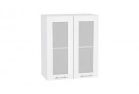 Шкаф верхний со стеклом Валерия-М 600 Белый металлик / Белый