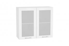 Шкаф верхний со стеклом Валерия-М 800 Белый металлик / Белый
