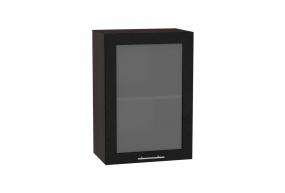 Шкаф верхний со стеклом Валерия-М 500 Чёрный металлик / Венге