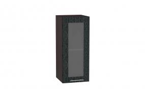 Шкаф верхний со стеклом Валерия-М 300 Чёрный металлик дождь / Венге