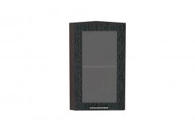 Шкаф верхний торцевой со стеклом Валерия-М 300 Чёрный металлик дождь / Венге