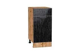 Шкаф нижний с 1 ящиком Валерия-М 400 Чёрный металлик дождь / Дуб Вотан