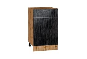 Шкаф нижний с 1 ящиком Валерия-М 500 Чёрный металлик дождь / Дуб Вотан