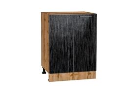 Шкаф нижний Валерия-М 600 Чёрный металлик дождь / Дуб Вотан