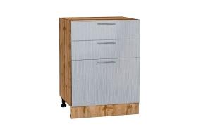 Шкаф нижний с 3-мя ящиками Валерия-М 600 Серый металлик дождь светлый / Дуб Вотан