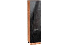 Шкаф пенал Валерия-М 600Н (для верхних шкафов 920) Чёрный металлик дождь / Дуб Вотан