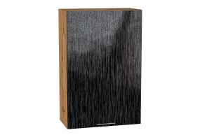 Шкаф верхний Валерия-М 600МН Чёрный металлик дождь / Дуб Вотан