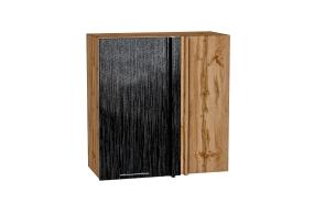 Шкаф верхний прямой угловой Валерия-М 700 Чёрный металлик дождь / Дуб Вотан