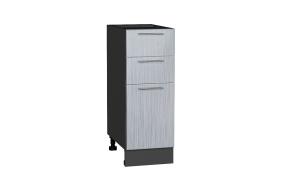 Шкаф нижний с 3-мя ящиками Валерия-М 300 Серый металлик дождь светлый / Graphite