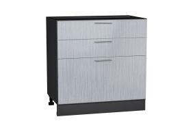 Шкаф нижний с 3-мя ящиками Валерия-М 800 Серый металлик дождь светлый / Graphite