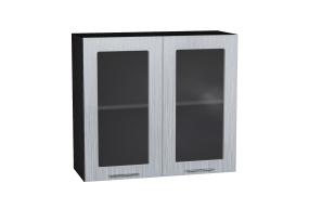 Шкаф верхний со стеклом Валерия-М 800 Серый металлик дождь светлый / Graphite