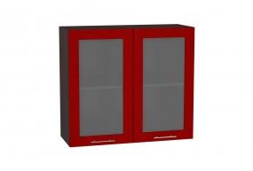Шкаф верхний со стеклом Валерия-М 800 Гранатовый металлик / Венге